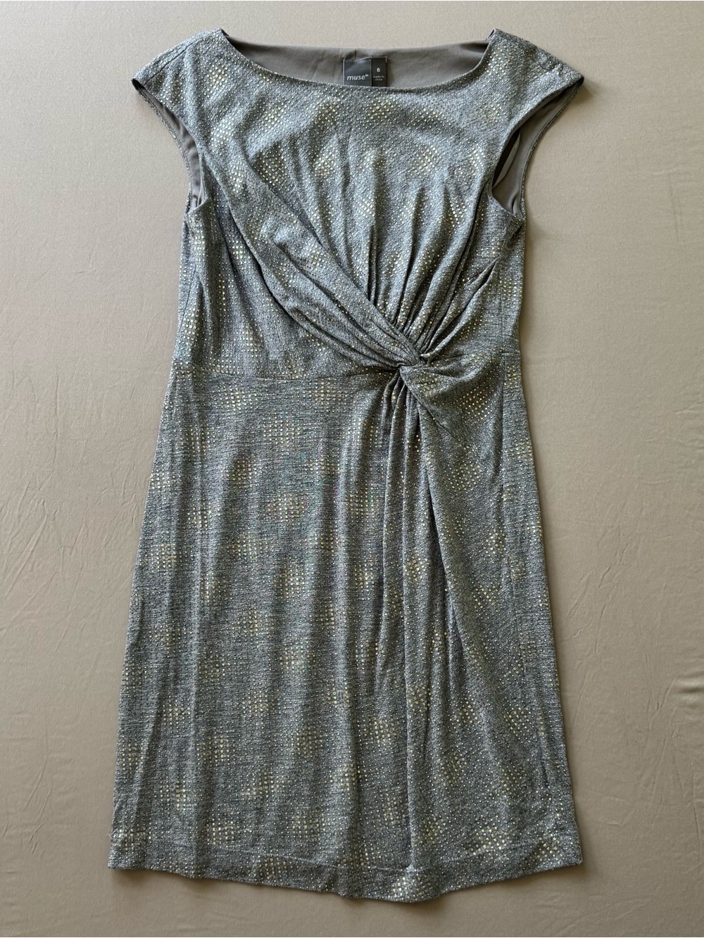 Muse Cap Sleeve Metallic cocktail dress